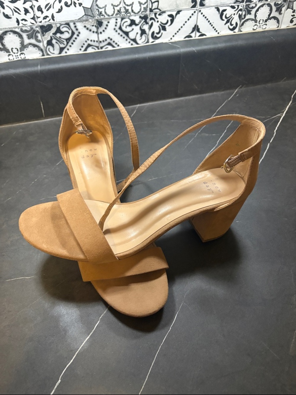 a new day Tan Suede Block Heel Ankle-Strap Sandals - Picture 4 of 4